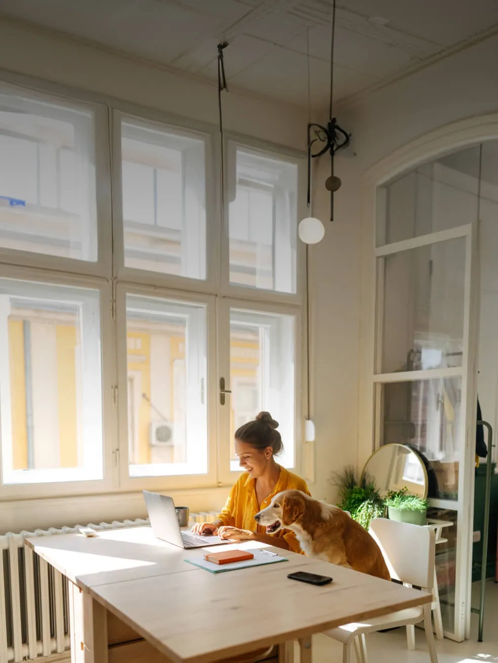Woman working with a dog